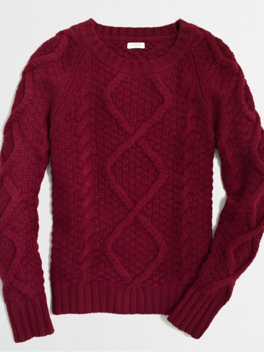 J. Crew wine cable knit sweater, Winter, Preppy